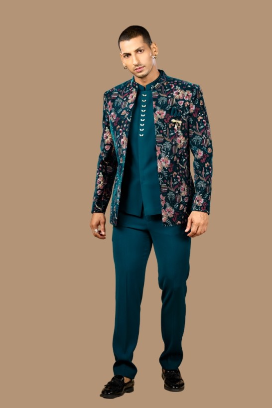 TEAL BLUE JODHPURI SUIT